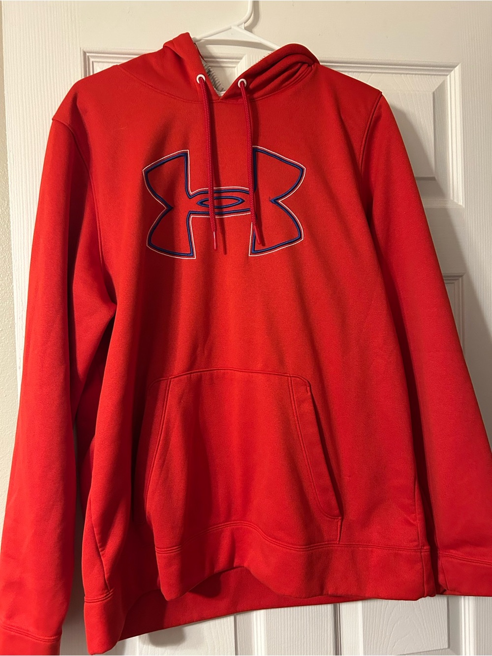 LG Red Hoodie Sweatshirt with Blue-Outlined Logo